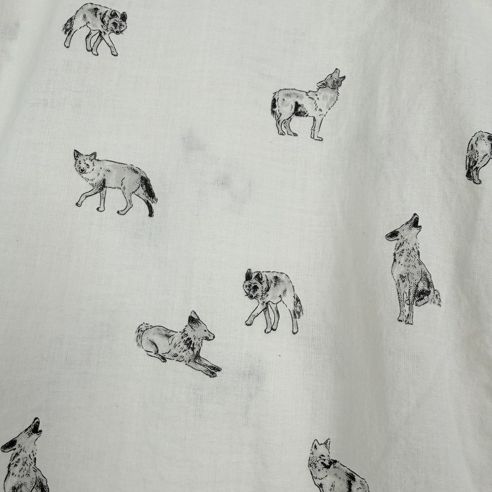The North Face women Shirt All Over Print Wolves Wolf Nature SZ-S organic cotton - Picture 15 of 16